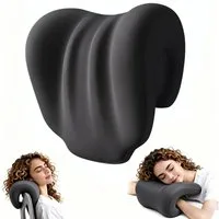 HEYHIPPO Nackenkissen Memory Foam Nackenkissen für Bürostuhl ergonomisch Schwarz, 27×18×26cm, Packung, Kopfkissen für Schreibtischstuhl & Flugzeug – Nackenkissen,ca. 330 g, Ergonomisches Nackenkissen für Büro, Flugzeug, Sessel & Gartenstuhl