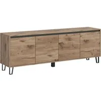 Home affaire Lowboard BALTIC, Breite 184cm, grifflose Fronten, Metall-Füße,4 Türen, 4 Fächer, TV-Möbel, TV-Schrank, TV-Lowboard, Mediaboard