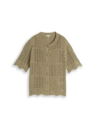 Tom Tailor - Kurzarm-Strickjacke grün - Gr. - M