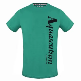 Aquascutum Vertikales Logo Grünes T-Shirt