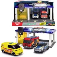 Dickie Toys Spiel-Gebäude S.O.S Station, mit 3 Spielzeug-Fahrzeugen sowie Licht und Sound