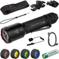 Ledlenser Taschenlampe TAC6R Outdoor Set, bis 2000 Lumen, 370m Leuchtweite, 15h Laufzeit, mit 9-tlg. Zubehör Set