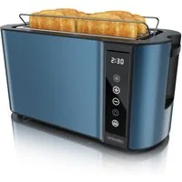 Arendo Toaster 4-Scheiben, Wärmeisoliertes Doppelwandgehäuse, Display Restzeitanzeige, 2 lange Schlitze, für 4 Scheiben, 1500 W, Langschlitz, Brötchenaufsatz, Brotscheibenzentrierung, Touchpanel