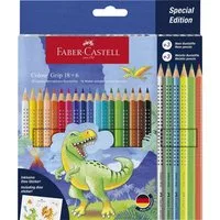 Faber-Castell Buntstift FABER-CASTELL Buntstifte Colour Grip Dino 18+6 Stück