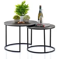 Amagohome Couchtisch Couchtisch Set 2-teilig ø 55 u. 45 cm Beistelltisch silber Metall Tisc