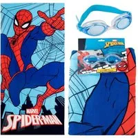 Spiderman Strandtuch Kinder Strandtuch 70 × 140 cm mit Schwimmbrille als Set