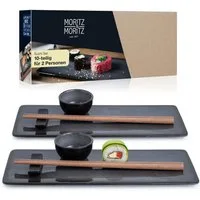 Moritz & Moritz Tafelservice VIDA Sushi Set Anthrazit (10-tlg), 2 Personen, Porzellan, für 2 Personen - 10 Teile
