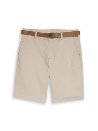 Denim Tom Tailor - TTREGULAR Chino Shorts mit Gürtel muted grey - Gr. - S