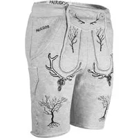 PAULGOS Trachtenhose Herren Jogginghose Design Lederhose Kurz Sweathose Bermuda Shorts JOK6