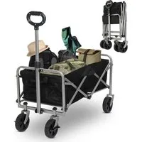 LALAHO Bollerwagen Faltbar Handwagen Gerätewagen, bis zu 100 kg, klappbar Transportwagen,74.5x43.5x85cm