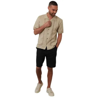 Threadbare - Bowlinghemd für Herren, Mit Kragen, kurzärmlig (Steinfarben)