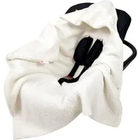 BabyLux Babyschale Warme Einschlagdecke Bouclé 80x80 cm für Autositz Decke 0+, Bouclé - Ecru - 80x80cm