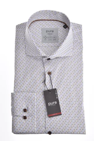 pure - PURE- City Stretch Hemd slim fit Langarm braun - Gr. - L