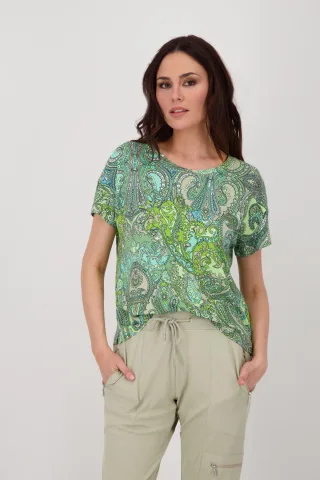 monari - T-Shirt mit Paisleydruck bamboo gemustert - Gr. - 36
