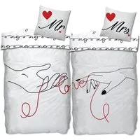 BERONAGE Partnerbettwäsche Mr. & Mrs. Partnerbettwäsche 2 Bettwäsche-Sets, 4 teilig, 135x200 + 80x80 cm