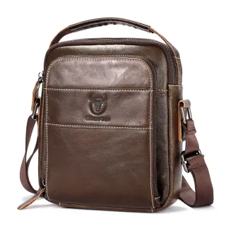 BULLCAPTAIN Genuine Leather Men Shoulder Bags Vintage Small Flap Crossbody Handbag Vintage Messenger Bag