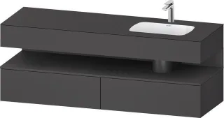 Duravit Qatego Einbauwaschtisch mit Konsolenwaschtischunterbau Graphit Matt 1600x550x600 mm - QA4796 QA4796049490010