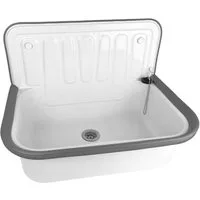 kör4u Waschbecken kör4u Ausgussbecken aus Stahl emailliert weiß (Set)