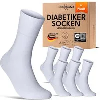 sockenkauf24 Diabetikersocken 97% Baumwolle ohne Gummibund & ohne Naht mit Komfortbund (6-Paar) Diabetiker Socken ohne Gummi für Damen & Herren