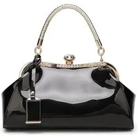 LuxusKollektion Handtasche Damen Handtasche PU-Lackleder Henkeltasche Schultertasche Schwarz