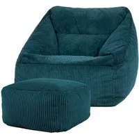 icon Sitzsack Riesen Sessel aus Cord Flauschig „Natalia" mit Hocker (Spar-Set, 1 x Sitzsack-Sessel, 1 x Fußhocker), Sitzsack XXL, Made in Germany, für Erwachsene & Kinder, für Wohnzimmer