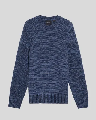 Lyle & Scott – Melierter Strickpullover mit Rundhalsausschnitt – Marineblau