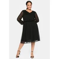 Sheego Etuikleid Abendkleid Langarm mit 3D-Effekt, mit Unterkleid