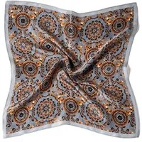 MayTree Seidentuch quadratisch Blumen 53x53cm jeansblau, Nickituch, Bandana-Schal, (Stück), 100% Seide