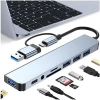 Senmudi USB-Verteiler 8-IN-1 USB C Hub, Typ-C Multiport Adapter mit Ethernet, USB Hub 3.0 (SD/TF-Player,D 100W,4K HDMI,100gbps,5 Gbps Übertragungsgeschwindigkeit, Multiport Typ C für MacBook Air Pro, iPad, iPhone 15 16, Windows PC), für MacBook, iPad