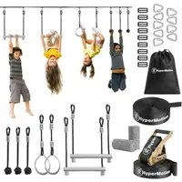 HyperMotion Slackline Ninja Slackline-Set für Kinder – Mit 7 Hindernissen & Tasche