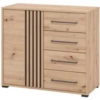Home affaire Kommode Ascalon Sideboard, Breite 138 oder 93 cm, mit ABS Schutzkanten, 3D Optik durch Lamellen/ Paneele, FSC-zertifizierter Holzwerkstoff