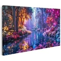 islandburner Leinwandbild Verzaubertes Lichterwald Panorama Wandbild