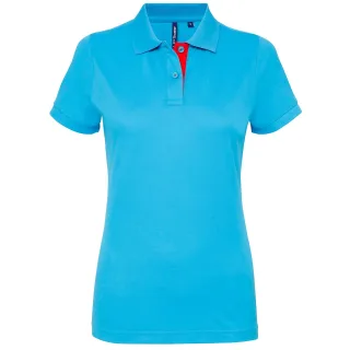 Asquith & Fox - Kontrast-Poloshirt - Damen (Türkis/Rot)