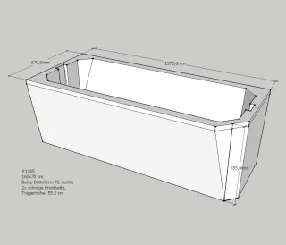 Neuesbad Wannenträger für Bette Profi-Form (s) 160x70 Kopfende li/Fußende re SW13556