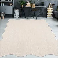 TeppichHome24 Teppich Beige Teppich pflegeleicht moderne Wellenform, rechteckig, Höhe: 19 mm