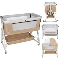 JEOBEST Beistellbett 3 in 1 Babybett & Babywiege & Reisebett, mit Rollen Kinderbett, 6-Fach Höhenverstellung,Wiege-Funktion