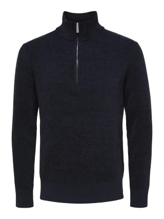 selected men - SLHRODNEY LS HIGH NECK HALF ZIP Sky Captain - Gr. - M