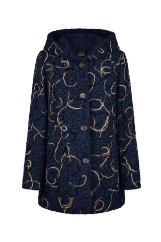 Barbara Lebek - Wolljacke mit Kapuze arctic blue - Gr. - 50
