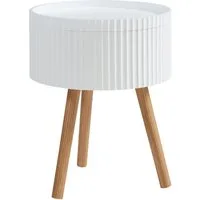 en.casa Beistelltisch, »Bongard« Ø38 x 48 cm mit Stauraum rund Weiß