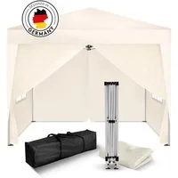 Kronenburg Partyzelt Faltpavillon 2x2 m wasserdicht - Partyzelt stabil, UV-Schutz 50+, mit 4 Seitenteilen, Wetterfester Schutz, Leichter Aufbau, Inklusive Tragetasche & Zubehör