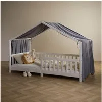IDIMEX Betthimmel LIAN, Betthimmel Hausbett Deko, Musselin Baldachin aus 100% Baumwolle grau