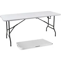 Spetebo Klapptisch XL Klapptisch weiß mit Stahlgestell wetterfest (Anzahl, 1-St., Stück), zusammenklappbar