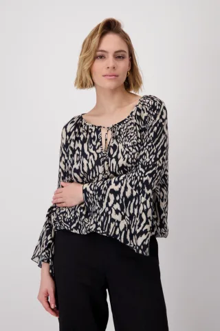 monari - Bluse mit Leomuster schwarz gemustert - Gr. - 36
