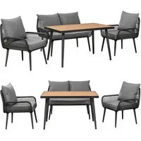 Swing&Harmonie Gartenlounge-Set für 4-6 Personen mit Tisch, Sofa, Stühle, Esstisch, (wetterfest, WPC-Tischplatte, Seilgeflecht Lounge, inkl. Kissen Sienna Garten Sitzgruppe), Outdoor Essgruppe