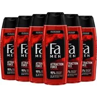 FA Duschgel Duschpflege Men Attraction Force, 6x 250 ml, 6-tlg., Vegan, Aktiviert Körper, Geist und Sinne