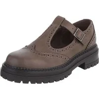 Ital-Design Damen Mary Jane Halbschuh mit Profilsohle Plateaupumps (91849582) Blockabsatz Schnür- & Riemchenpumps in Hellbraun