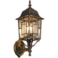 TRIO Leuchten LED Außen-Wandleuchte antik mit Bleiglasoptik, Höhe 41cm, LED wechselbar, Warmweiß, Haus-Wand Außenleuchte, Fassadenbeleuchtung Haustür, Wandlampe mit E27