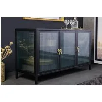 riess-ambiente Sideboard AMSTERDAM 105cm schwarz/gold - Metall, Riffelglas, 3 Türen (Einzelartikel, 1 St), mit verstellbaren Böden & Stauraum – ideal für Wohnzimmer & Esszimmer
