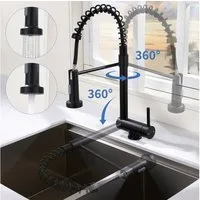 HOMELODY Küchenarmatur Vorfenster Wasserhahn, 360° Drehbare, Unterfenster Klappbar 180° (Mischbatterie bad) Spültischarmatur,zwei Strahlarten,Edelstahl 304,Gebürstet