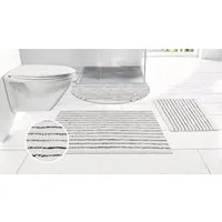 LeGer Home by Lena Gercke Badematte Tamsin, Badvorleger, Badezimmer Teppich, Duschvorleger, Höhe 10 mm, rutschhemmend beschichtet, schnell trocknend, fußbodenheizungsgeeignet, Polyester, halbrund, Streifen, modern